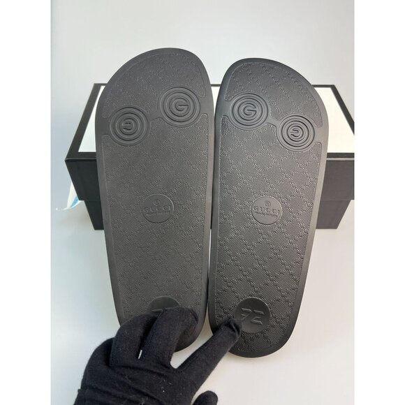 NIB Gucci Mens Online Leather Sandals In Black size 8 - Picture 7 of 9